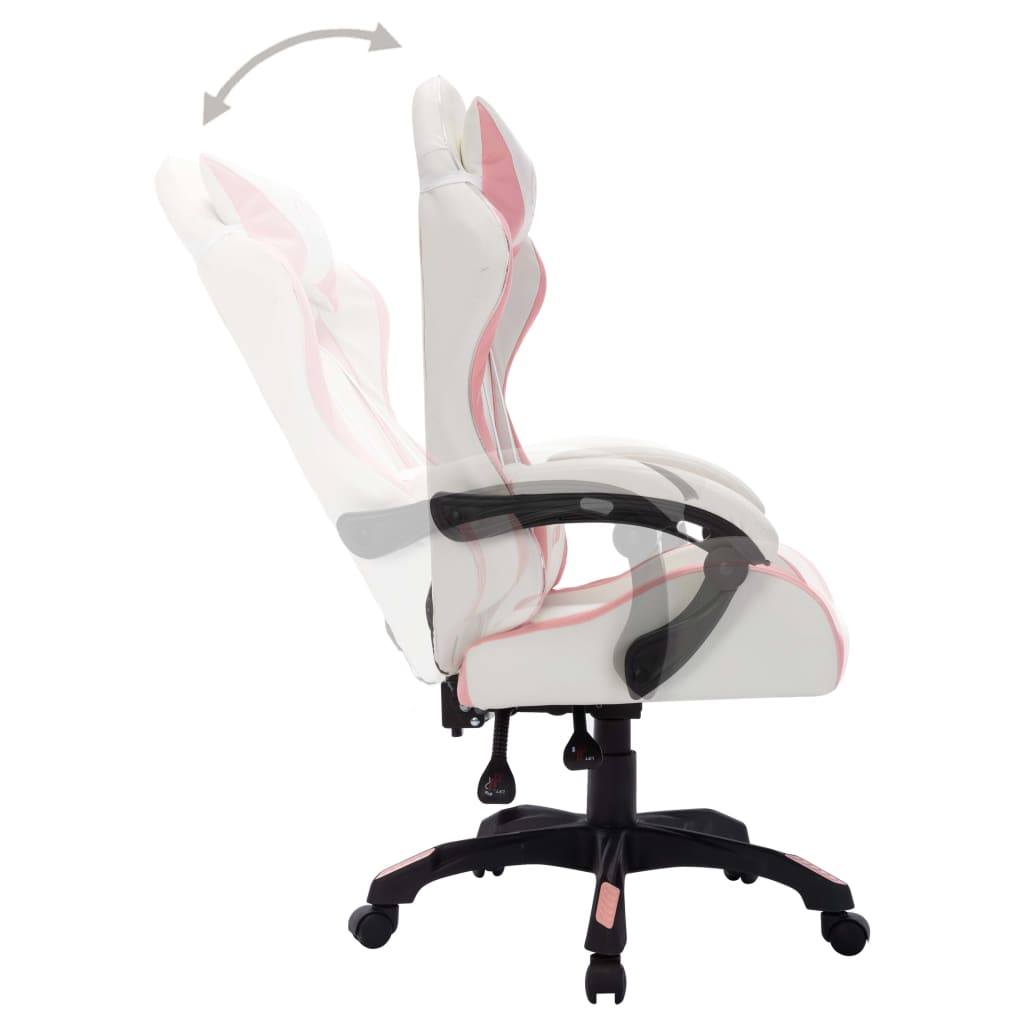 Racestoel met RGB LED-verlichting kunstleer roze en zwart – afbeelding 5