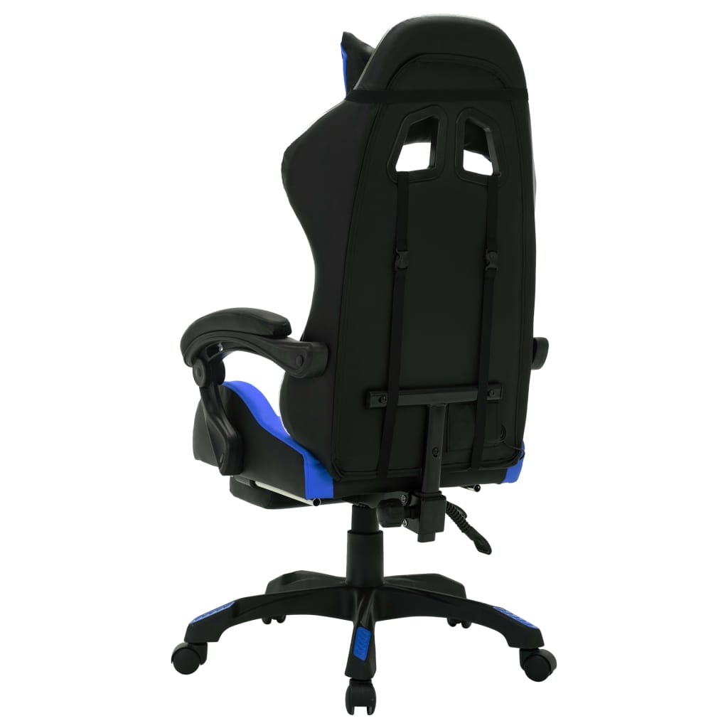 Racestoel met RGB LED-verlichting kunstleer blauw en zwart – afbeelding 6