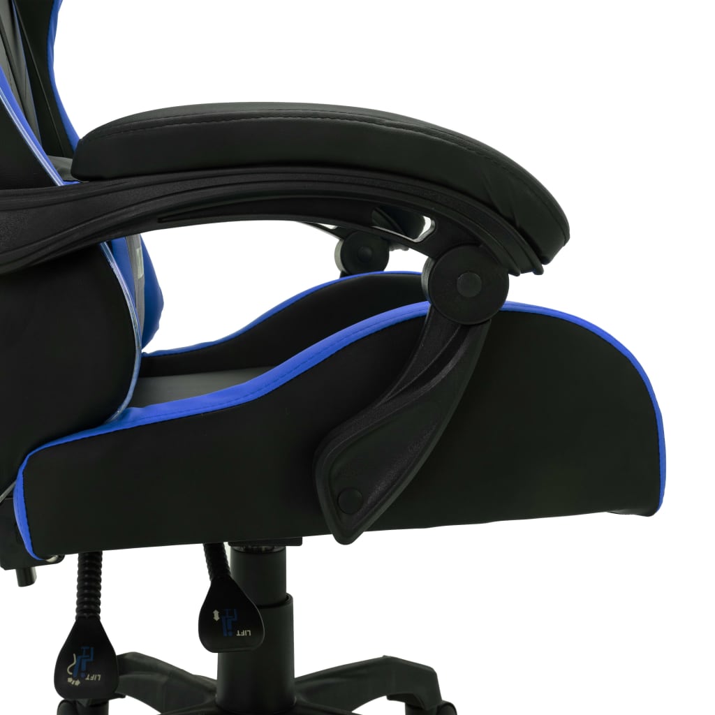 Racestoel met RGB LED-verlichting kunstleer blauw en zwart – afbeelding 8
