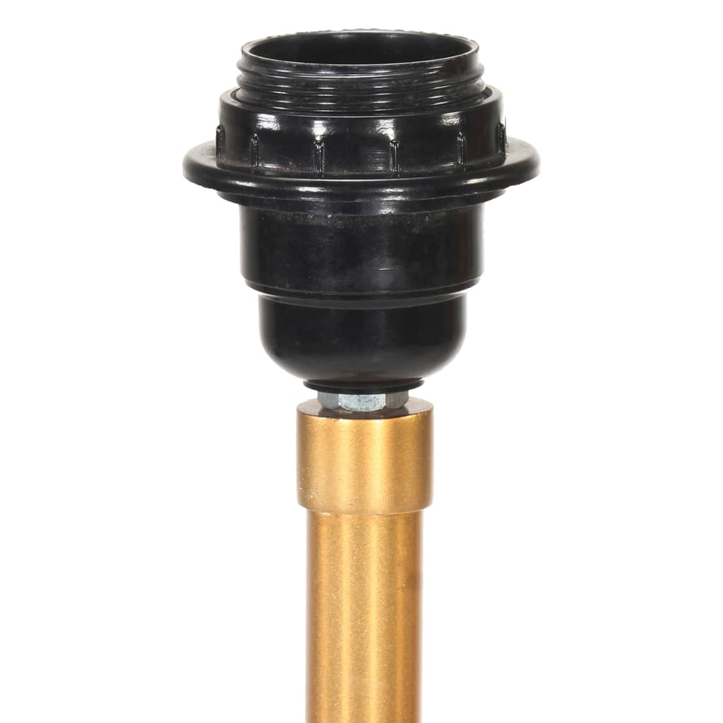 Vloerlamp driepoot 141 cm massief teakhout zwart en goudkleurig – afbeelding 4