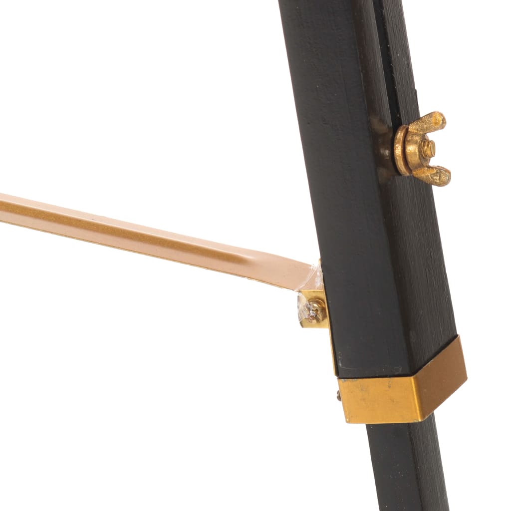 Vloerlamp driepoot 141 cm massief teakhout zwart en goudkleurig – afbeelding 6