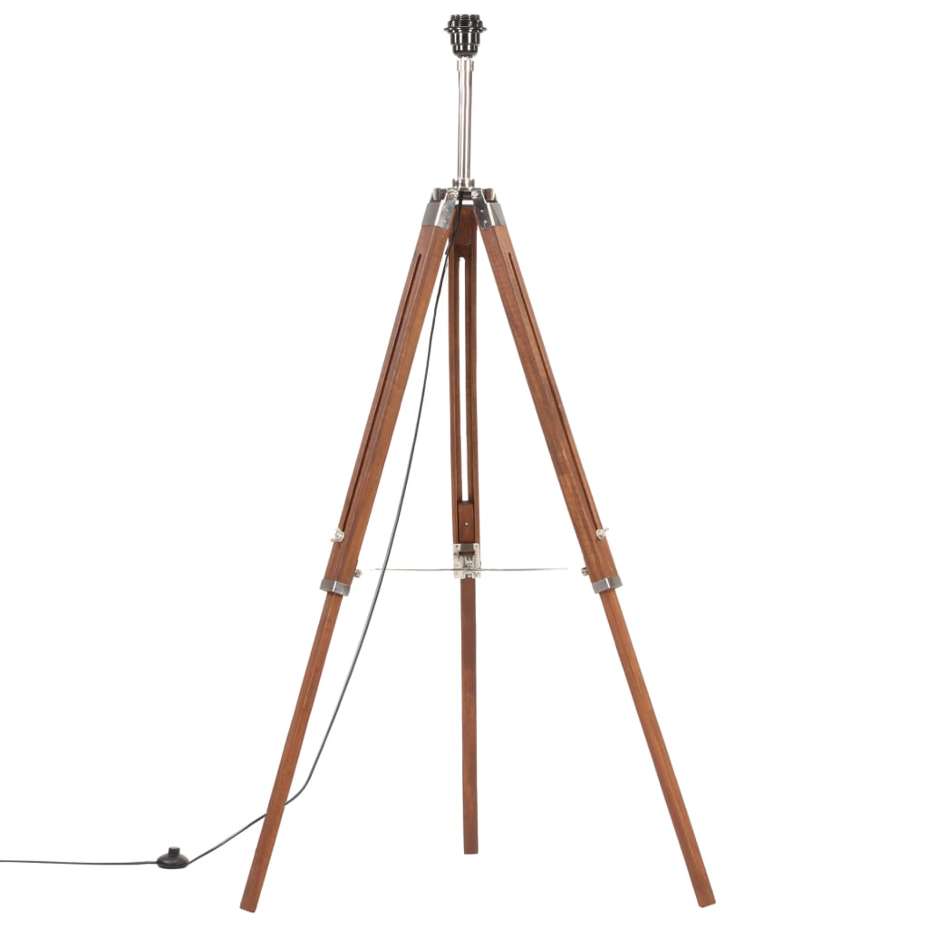 Vloerlamp driepoot 141 cm massief teakhout honingbruin en grijs – afbeelding 3