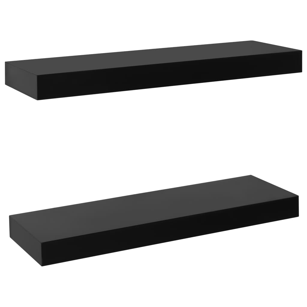 Wandplanken zwevend 2 st 40x20x3,8 cm zwart – afbeelding 2