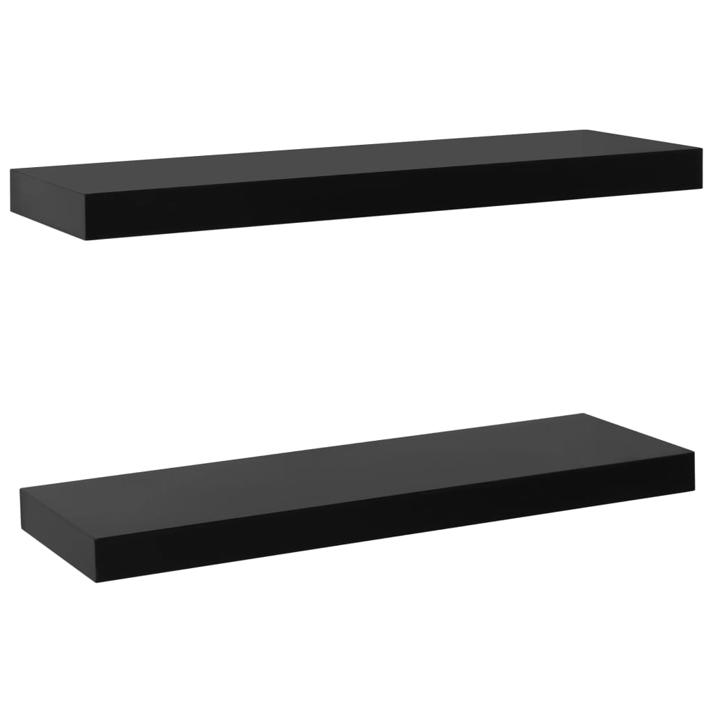 Wandschappen zwevend 2 st 60x20x3,8 cm zwart – afbeelding 2