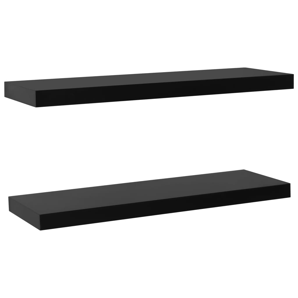 Wandschappen zwevend 2 st 100x20x3,8 cm zwart – afbeelding 2