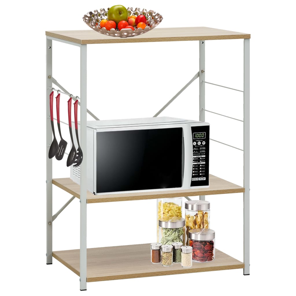 Magnetronkast 60x39,6x79,5 cm bewerkt hout wit en eikenkleurig – afbeelding 1