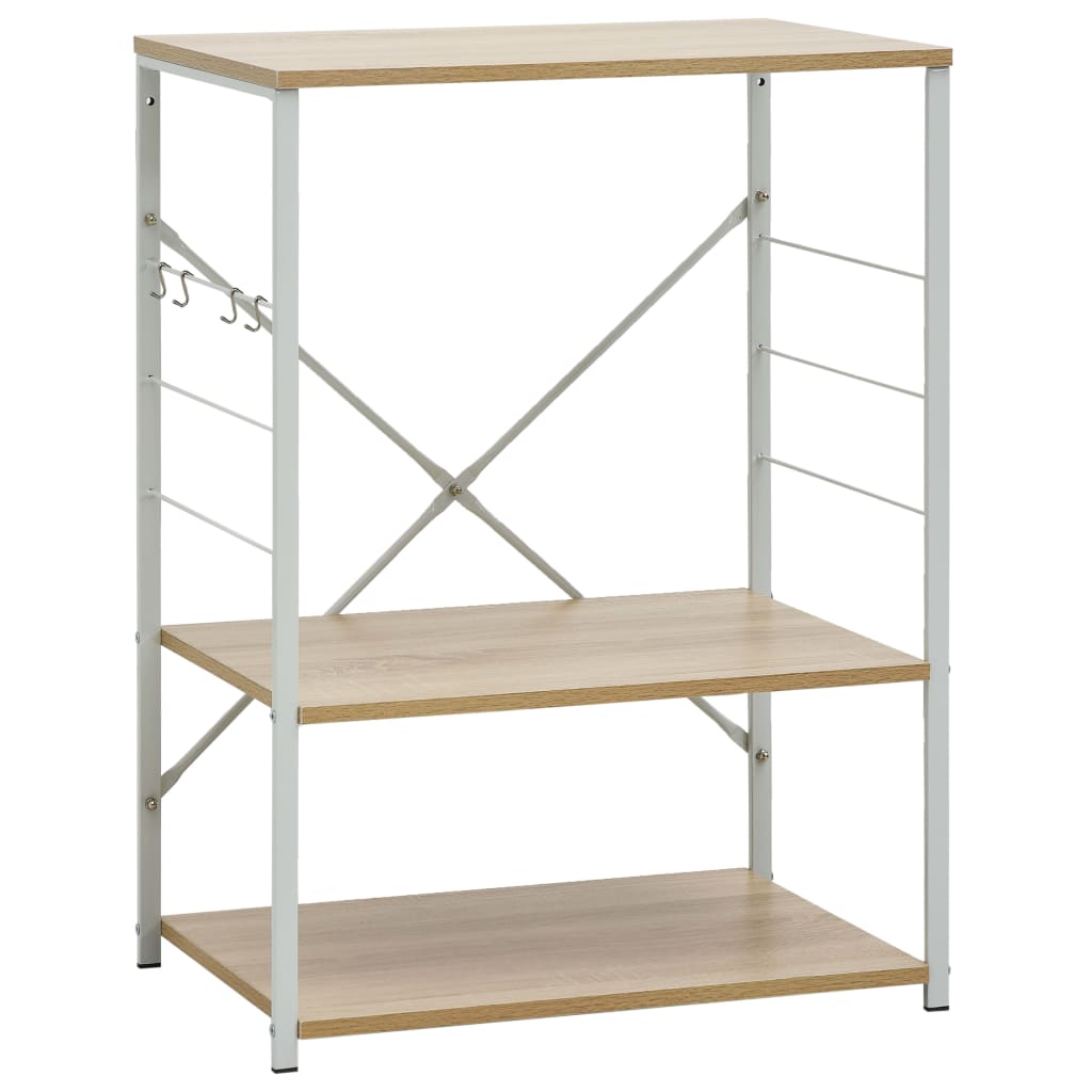 Magnetronkast 60x39,6x79,5 cm bewerkt hout wit en eikenkleurig – afbeelding 2