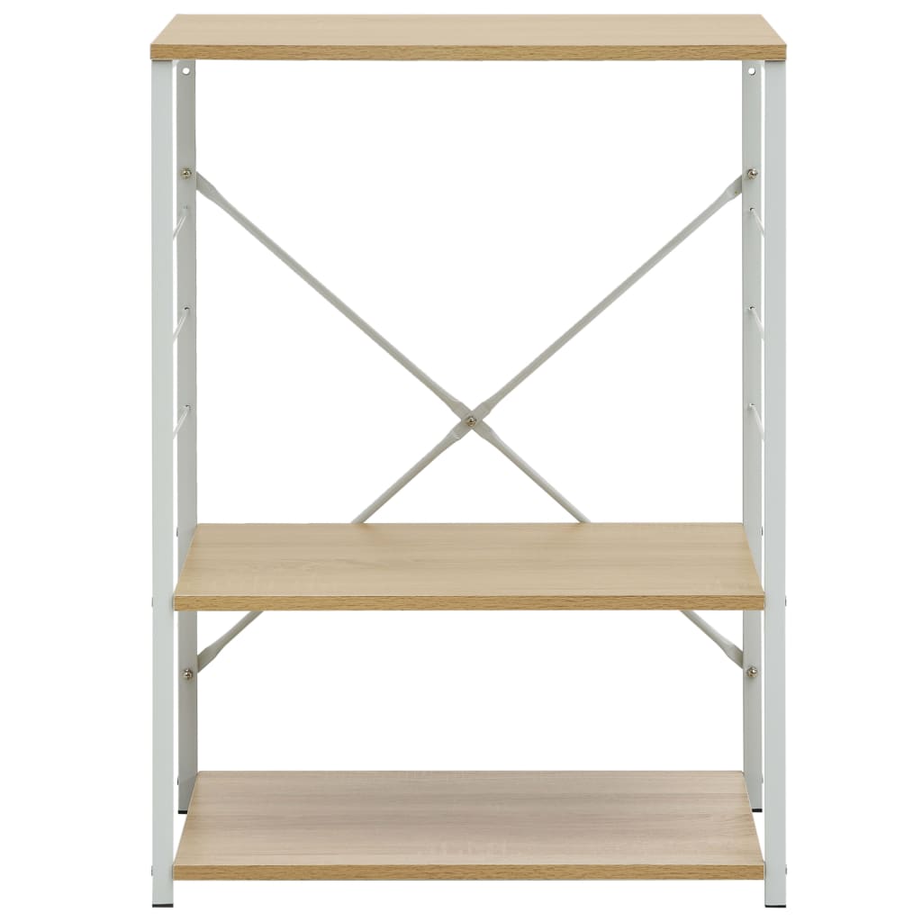 Magnetronkast 60x39,6x79,5 cm bewerkt hout wit en eikenkleurig – afbeelding 3