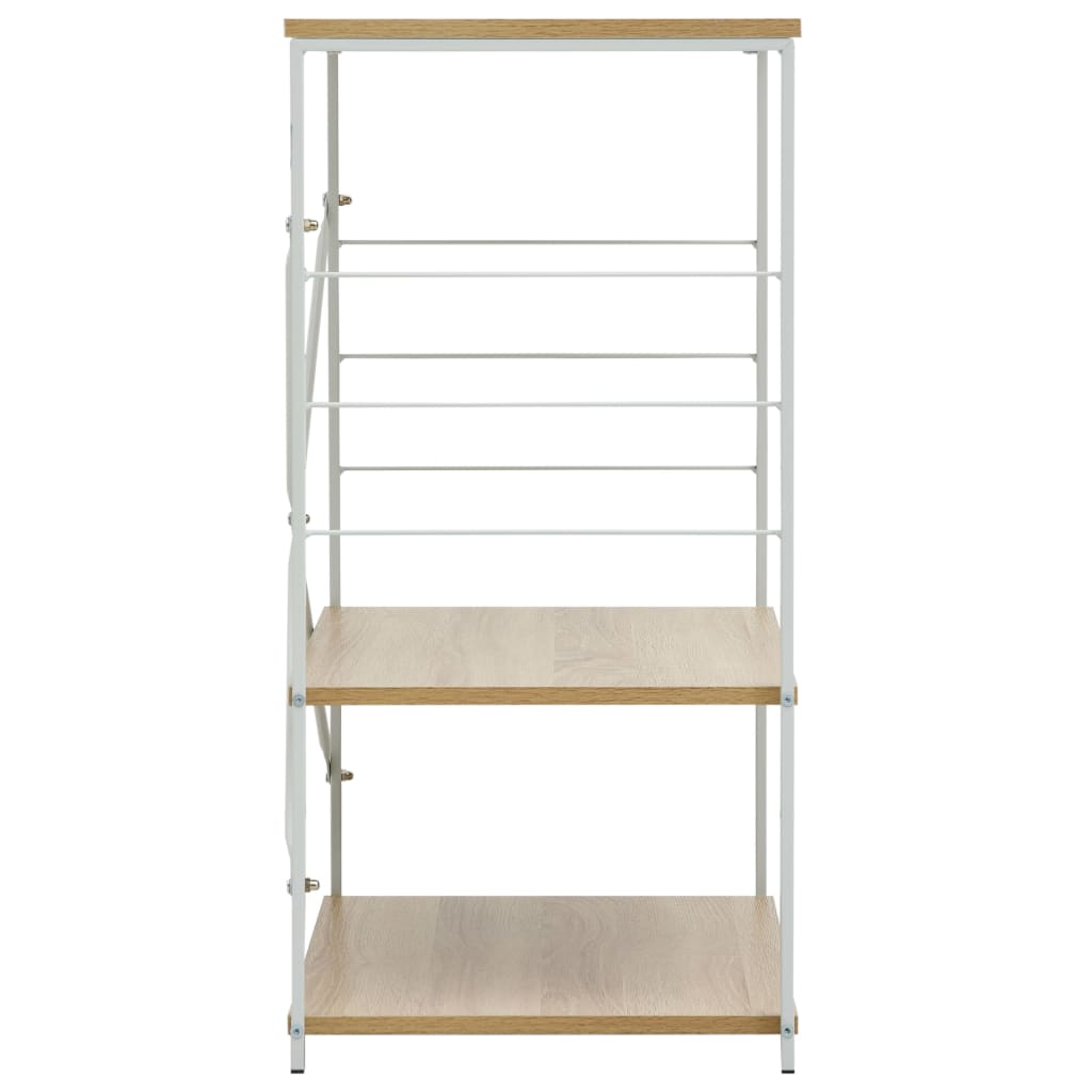 Magnetronkast 60x39,6x79,5 cm bewerkt hout wit en eikenkleurig – afbeelding 4