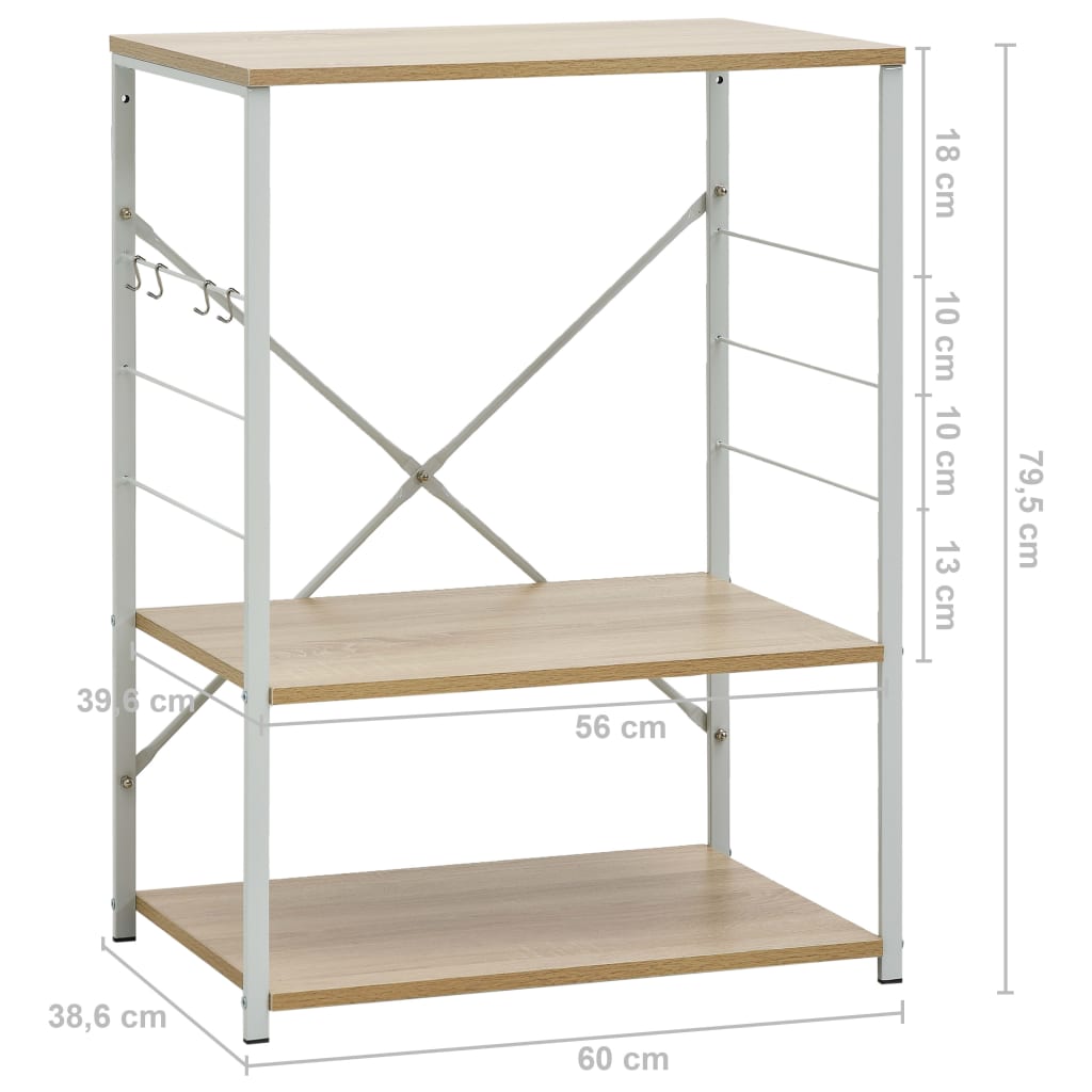 Magnetronkast 60x39,6x79,5 cm bewerkt hout wit en eikenkleurig – afbeelding 8
