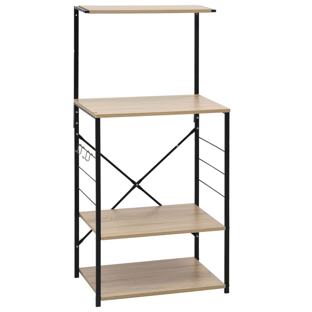 Magnetronkast 60x39,6x123 cm bewerkt hout zwart en eikenkleurig – afbeelding 2