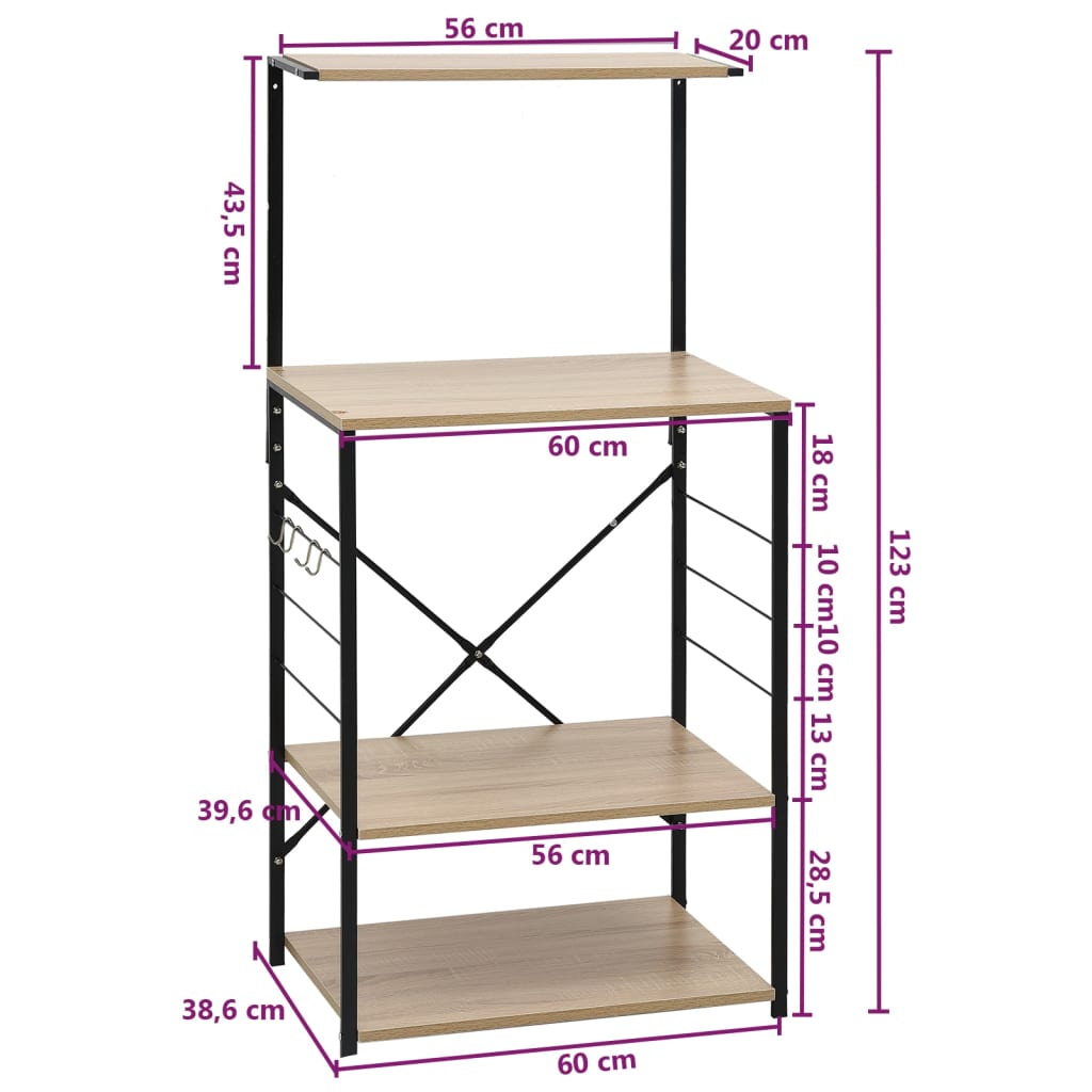 Magnetronkast 60x39,6x123 cm bewerkt hout zwart en eikenkleurig – afbeelding 8