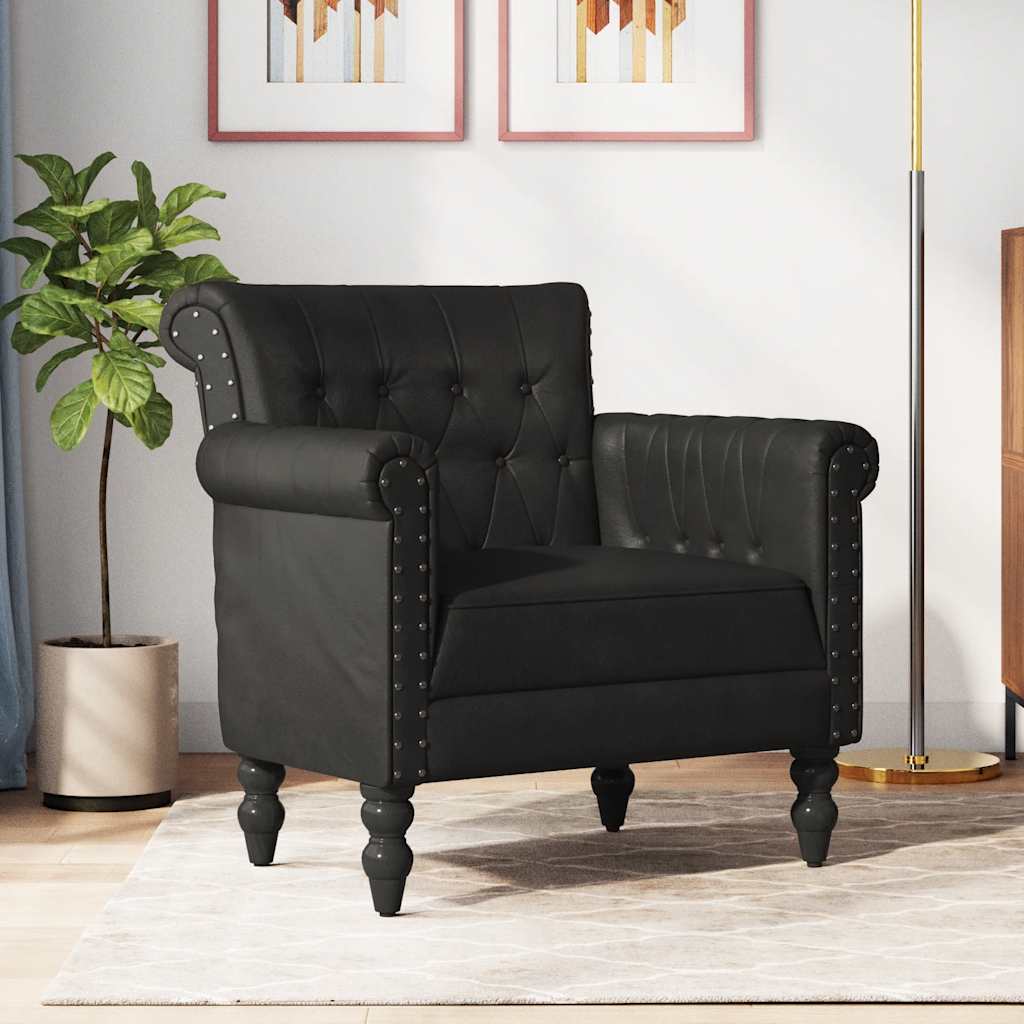 Fauteuil echt geitenleer zwart