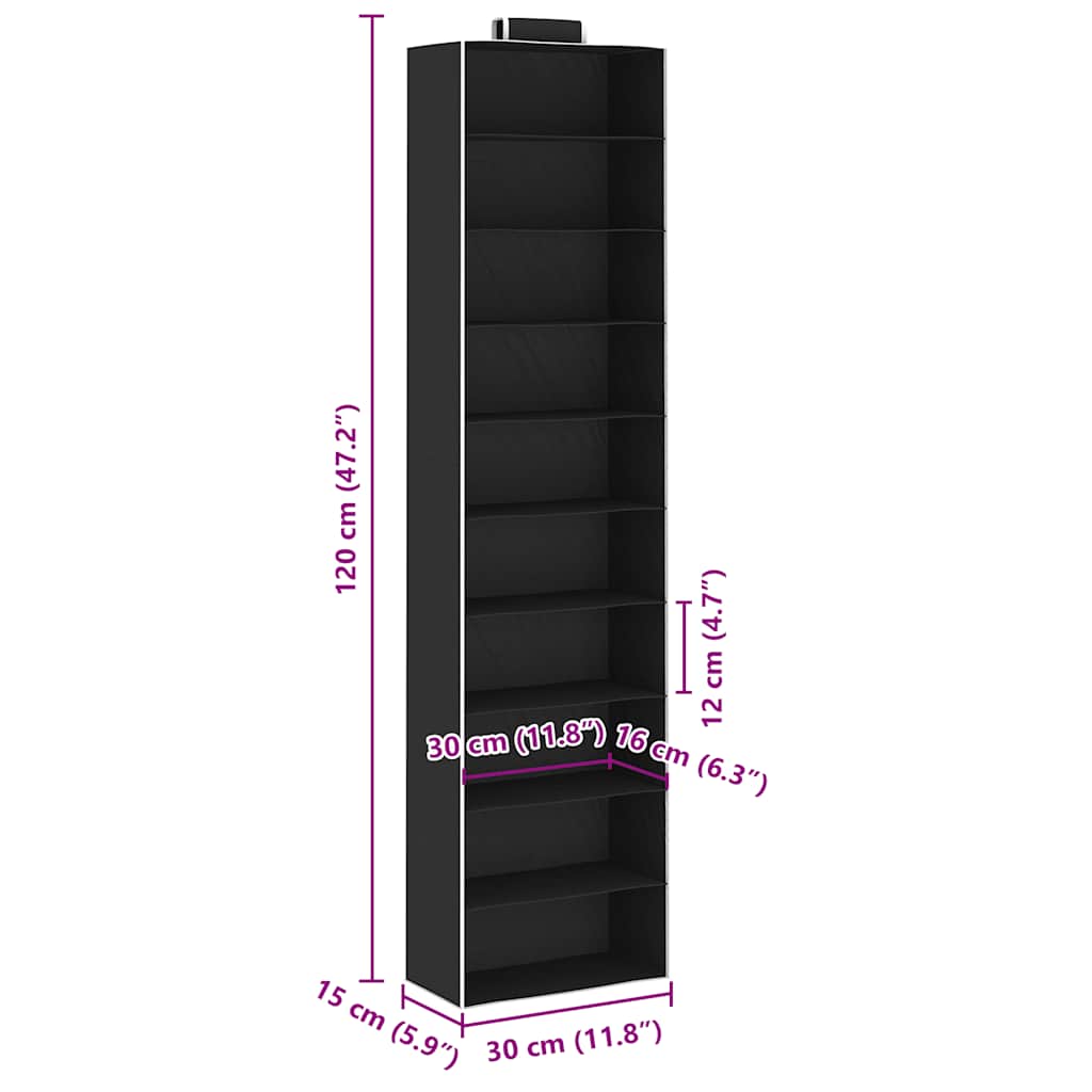 Kledingorganisers hangend 2 st met 10 schappen stof – afbeelding 9