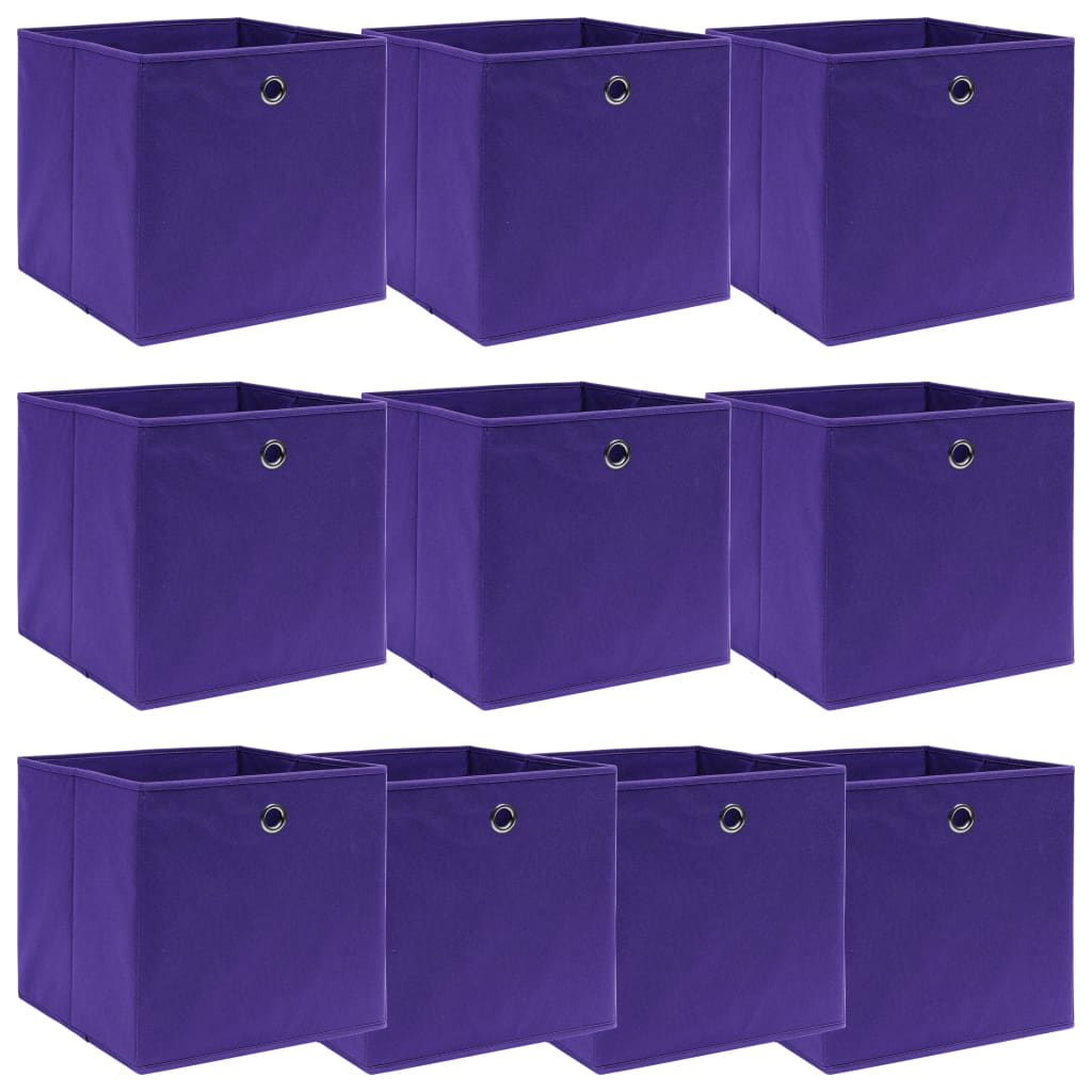 Opbergboxen 10 st 32x32x32 cm stof paars – afbeelding 1