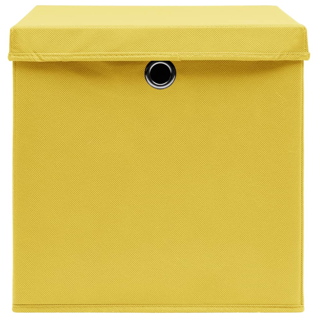 Opbergboxen met deksel 10 st 32x32x32 cm stof geel – afbeelding 4