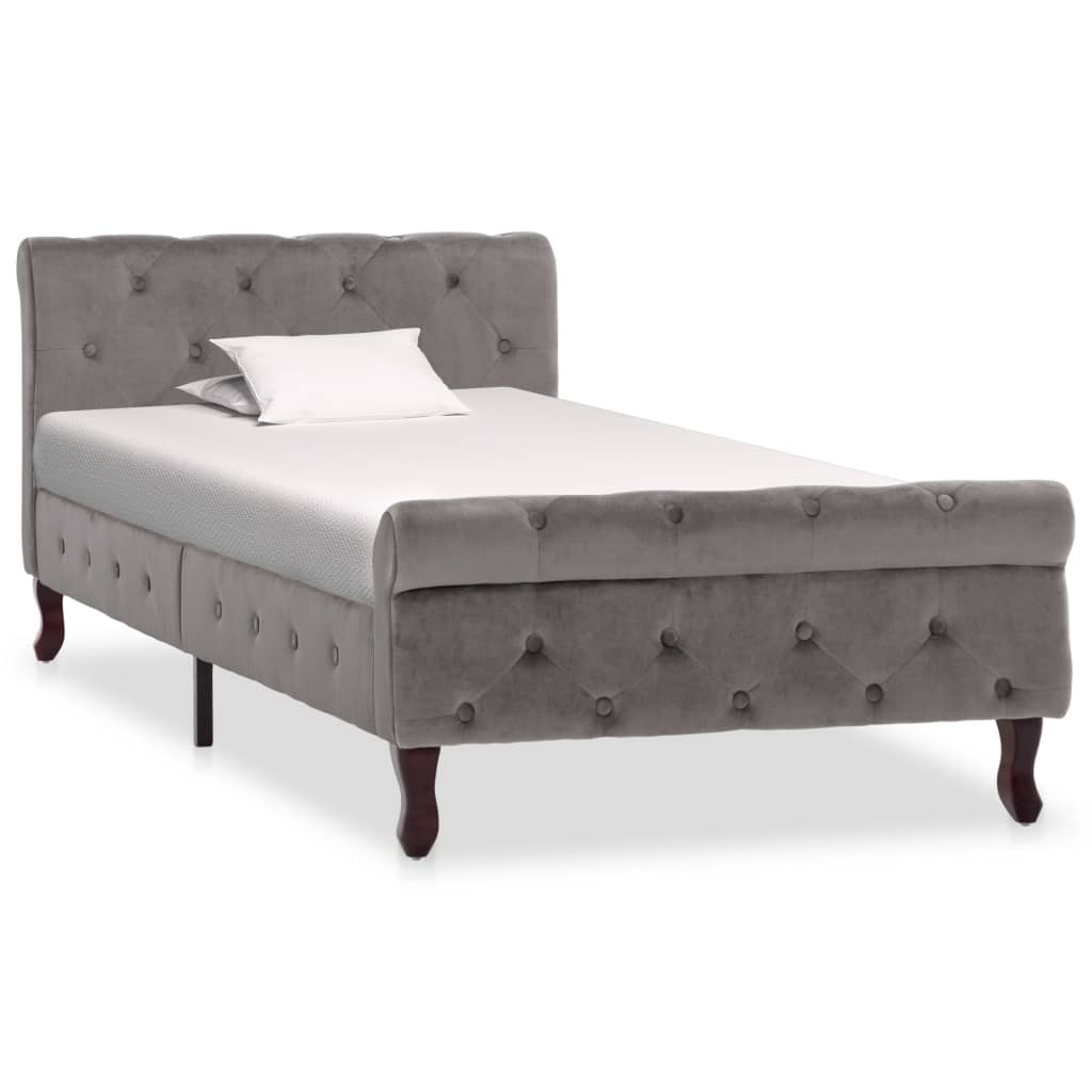Bedframe fluweel grijs 90x200 cm – afbeelding 1
