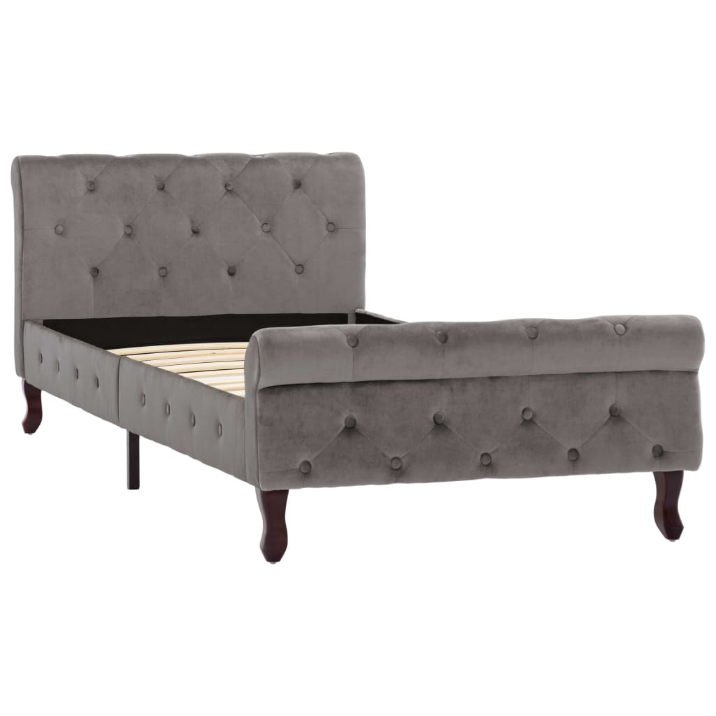 Bedframe fluweel grijs 90x200 cm – afbeelding 2
