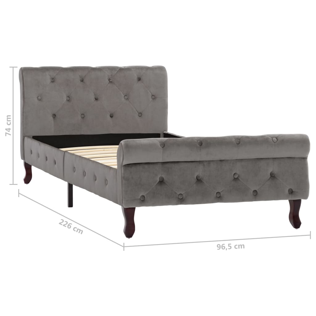 Bedframe fluweel grijs 90x200 cm – afbeelding 7