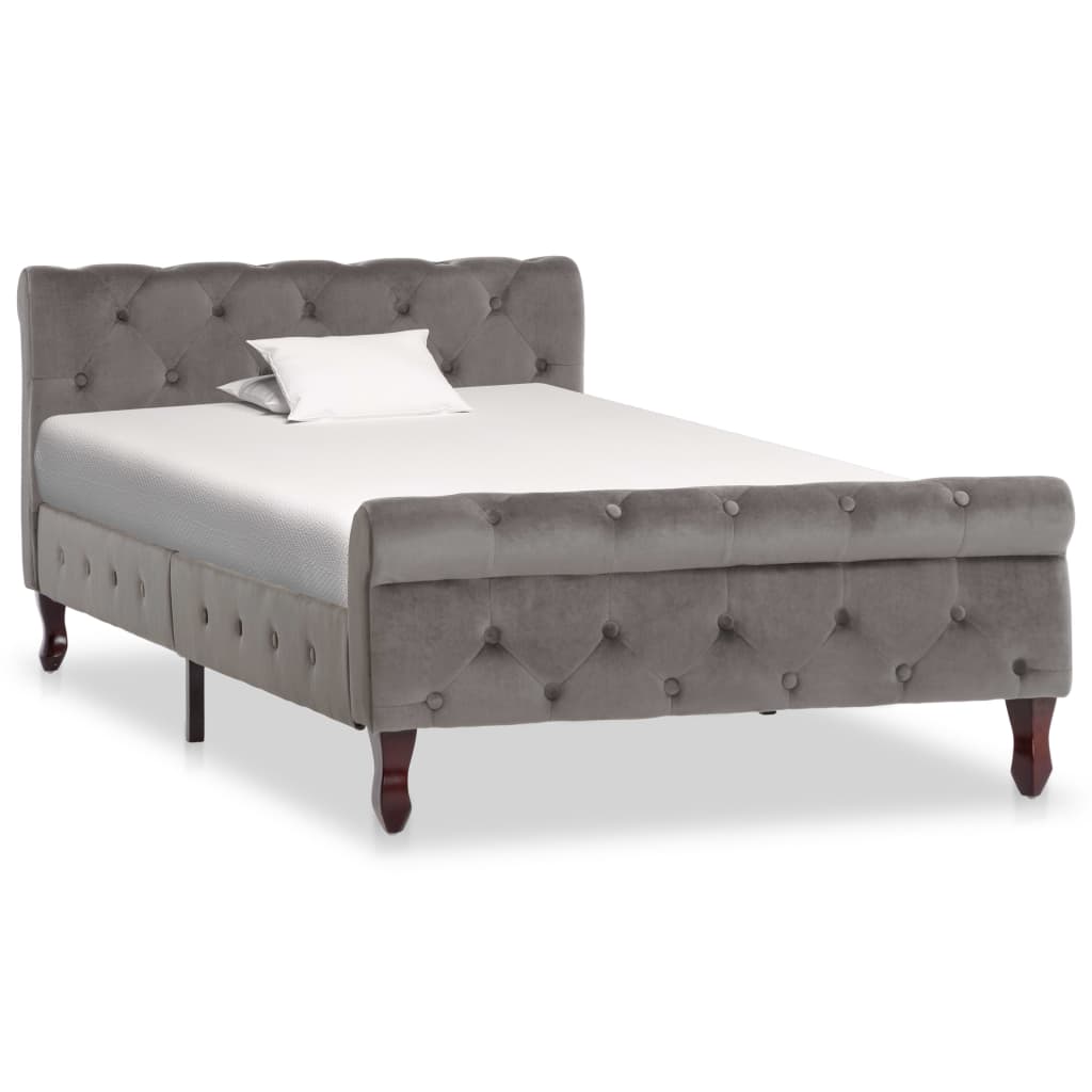 Bedframe fluweel grijs 100x200 cm – afbeelding 1