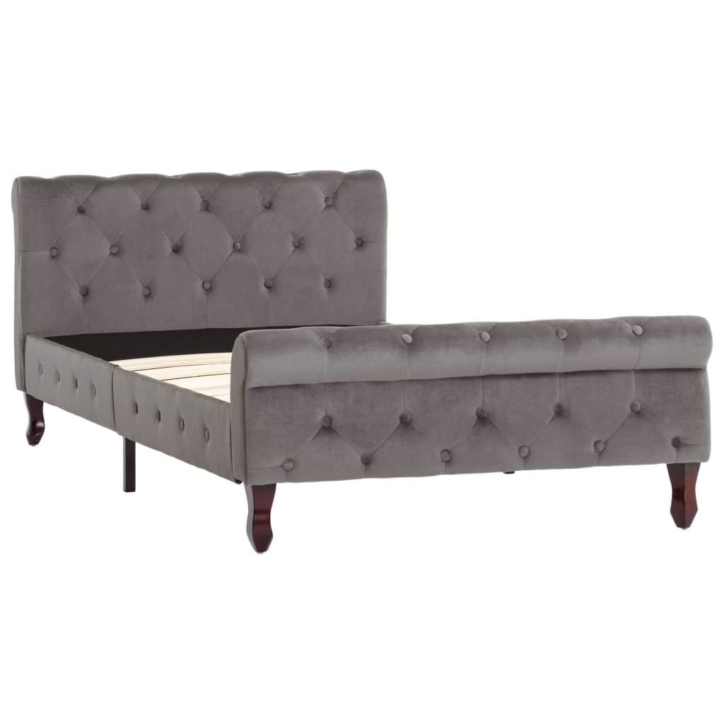 Bedframe fluweel grijs 100x200 cm – afbeelding 2