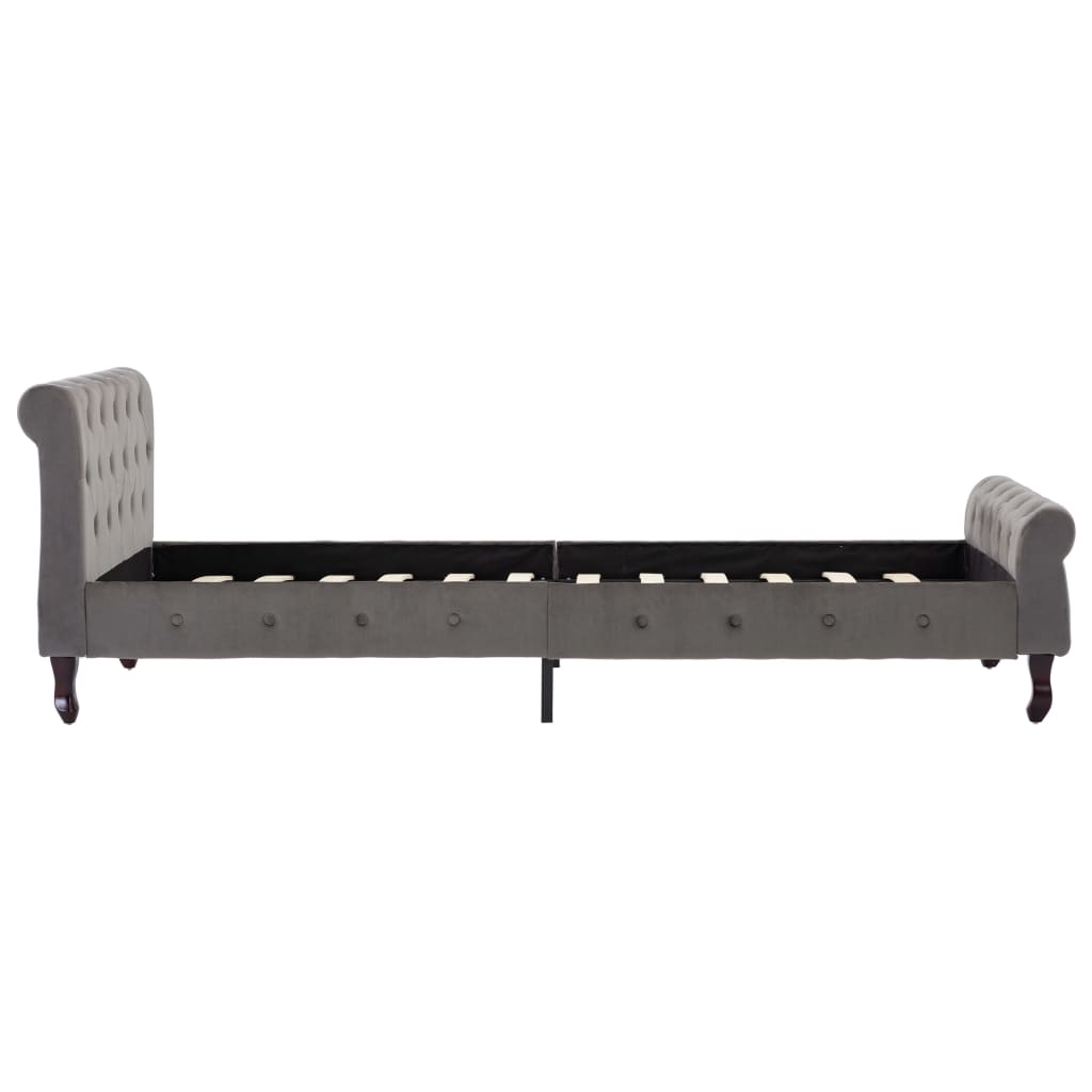 Bedframe fluweel grijs 100x200 cm – afbeelding 4