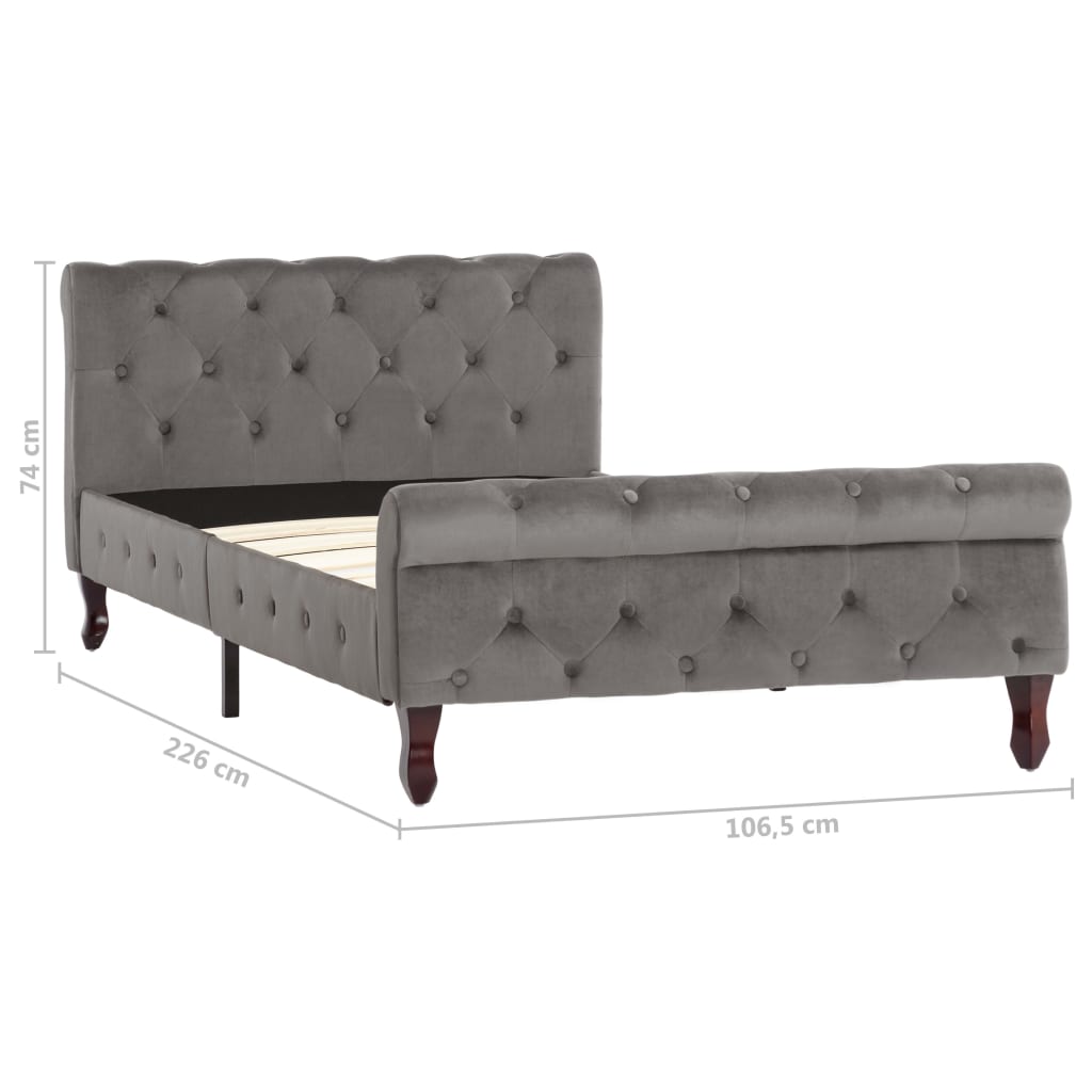 Bedframe fluweel grijs 100x200 cm – afbeelding 7
