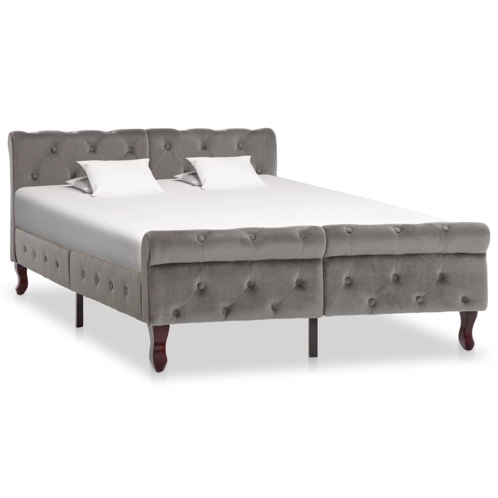 Bedframe fluweel grijs 120x200 cm – afbeelding 1