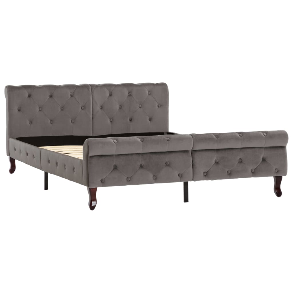 Bedframe fluweel grijs 140x200 cm – afbeelding 2