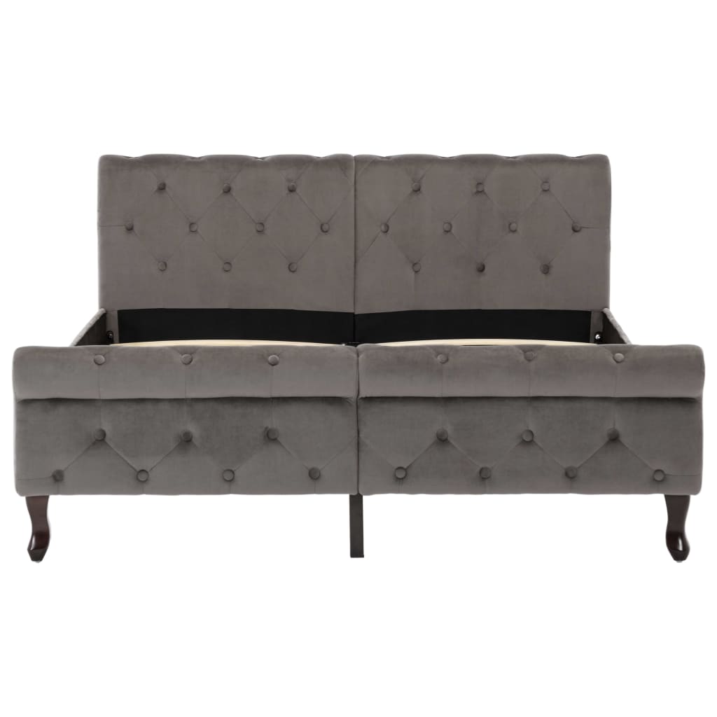 Bedframe fluweel grijs 140x200 cm – afbeelding 3