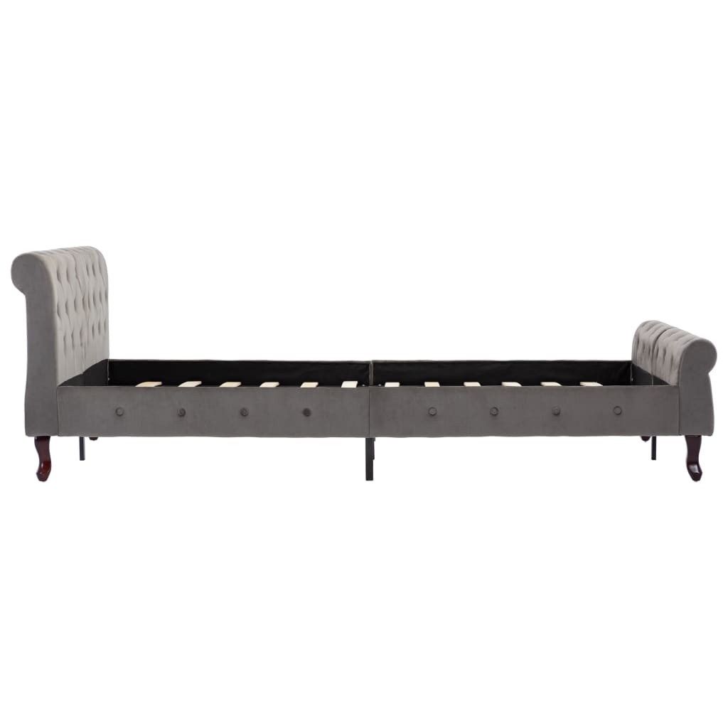 Bedframe fluweel grijs 140x200 cm – afbeelding 4