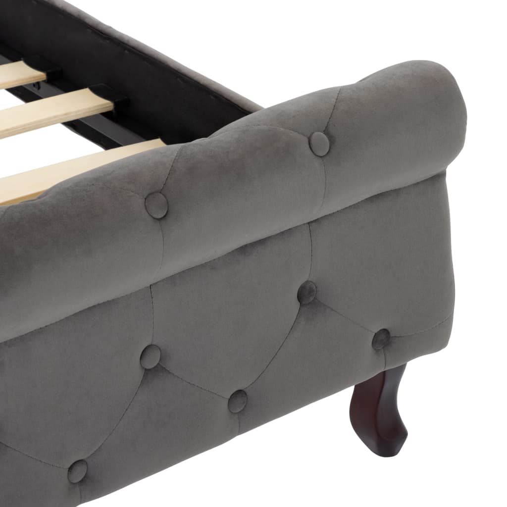 Bedframe fluweel grijs 140x200 cm – afbeelding 6