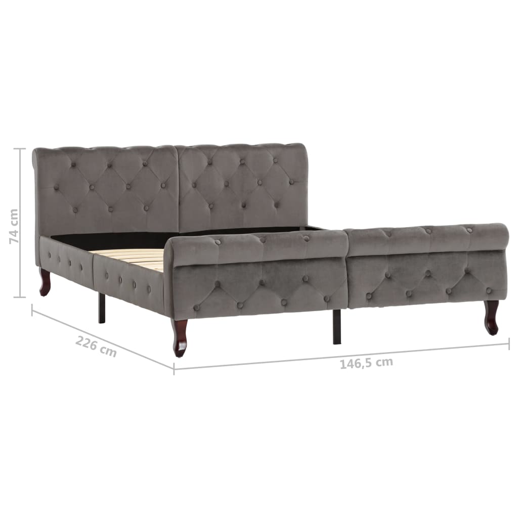 Bedframe fluweel grijs 140x200 cm – afbeelding 7