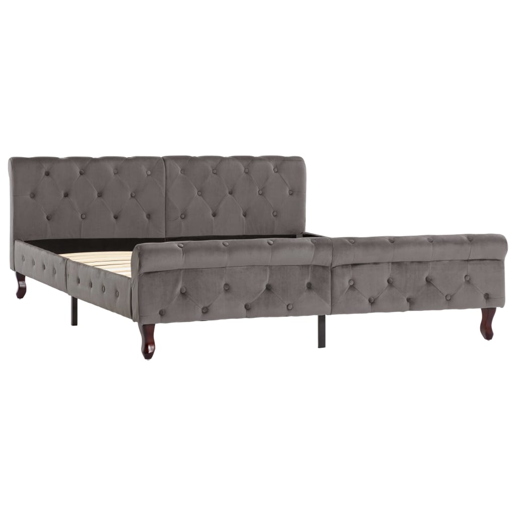 Bedframe fluweel grijs 160x200 cm – afbeelding 2