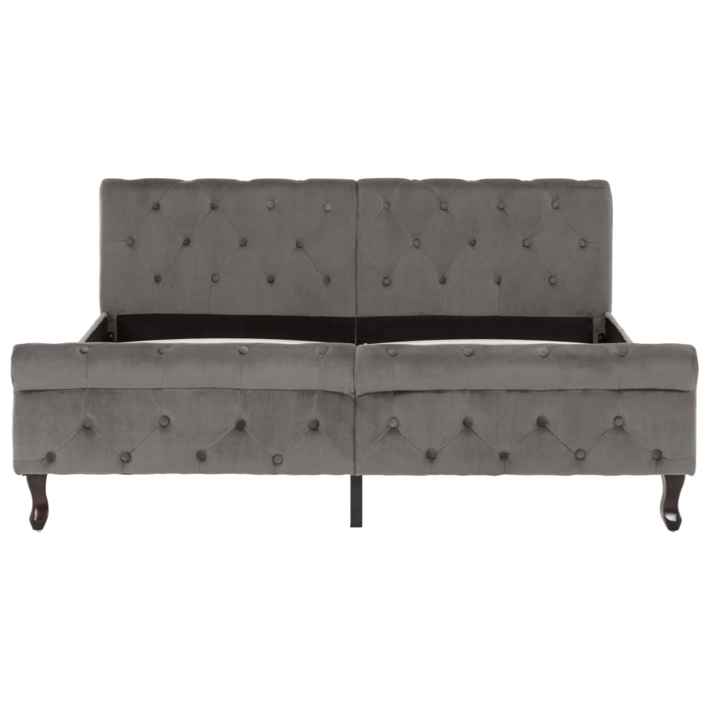 Bedframe fluweel grijs 160x200 cm – afbeelding 3