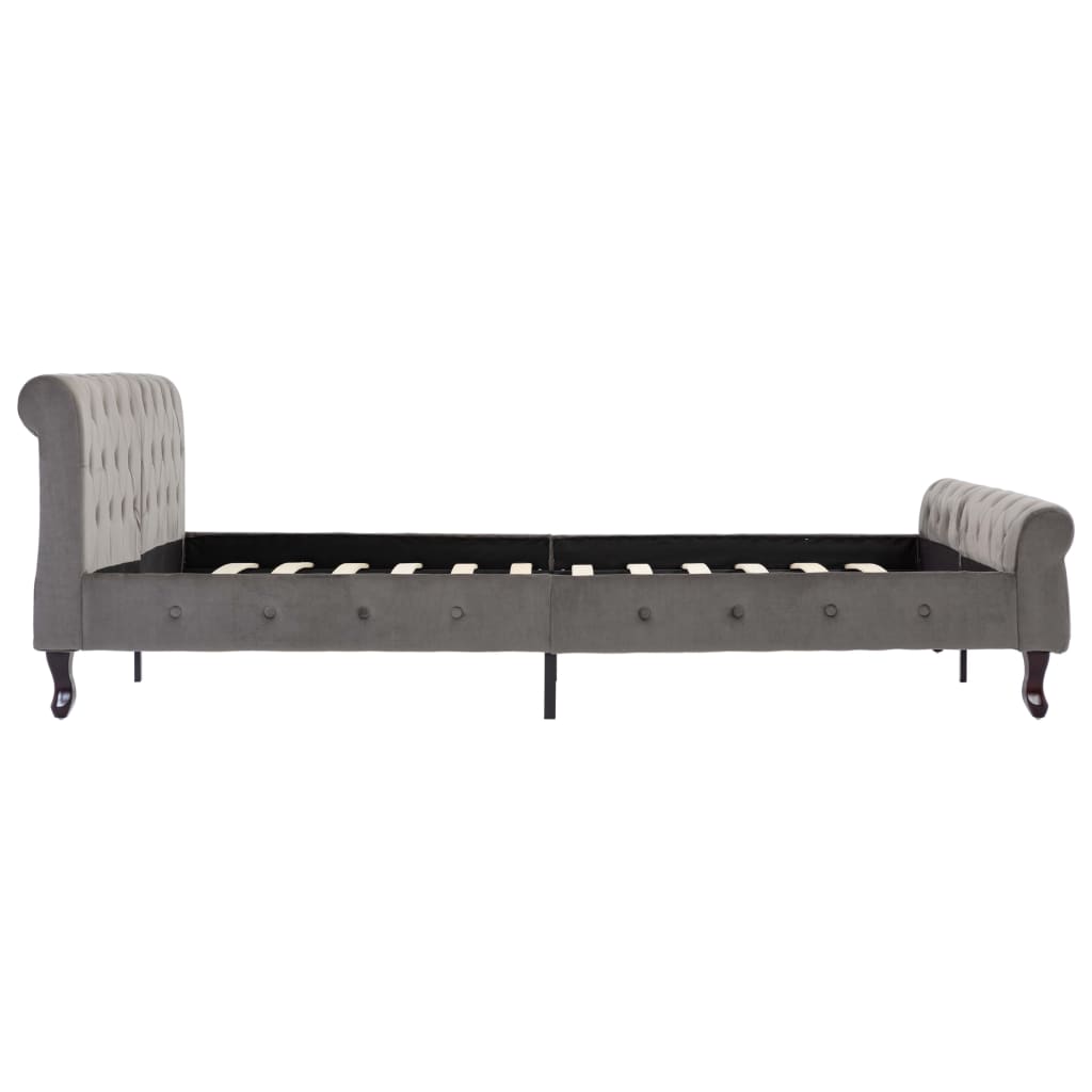 Bedframe fluweel grijs 160x200 cm – afbeelding 4