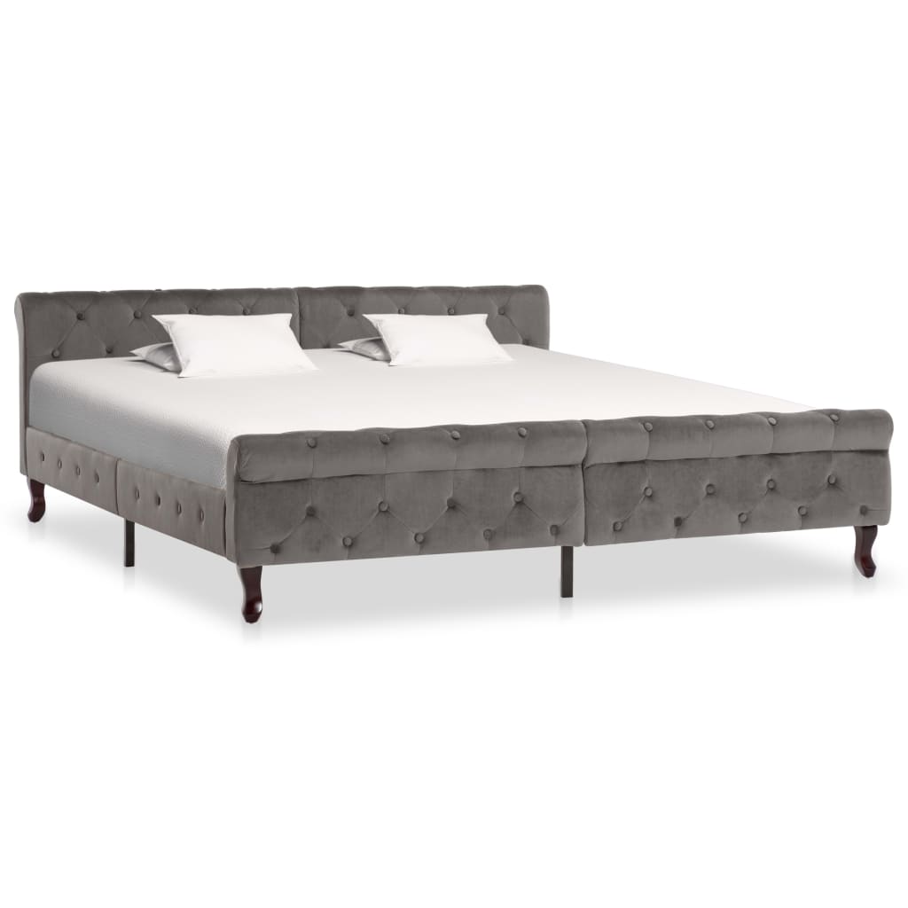 Bedframe fluweel grijs 180x200 cm – afbeelding 1
