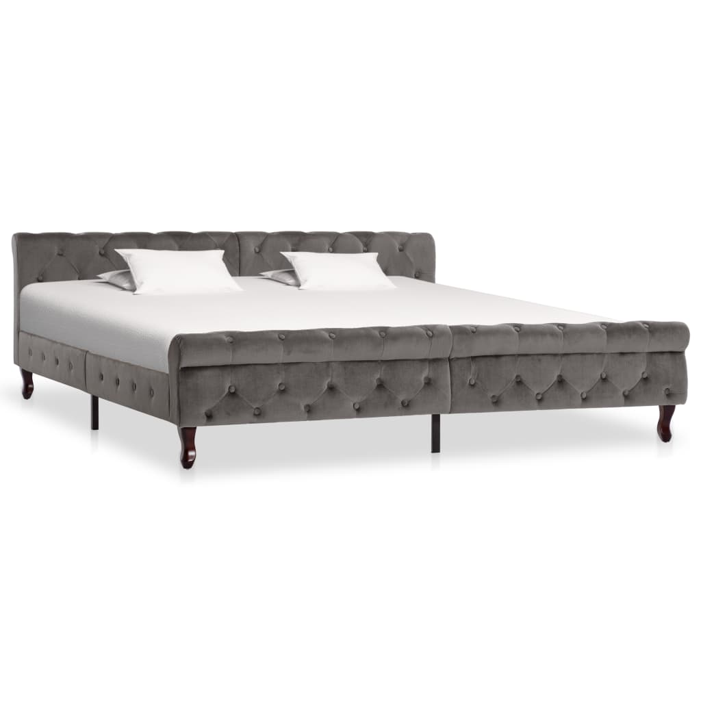 Bedframe fluweel grijs 200x200 cm – afbeelding 1