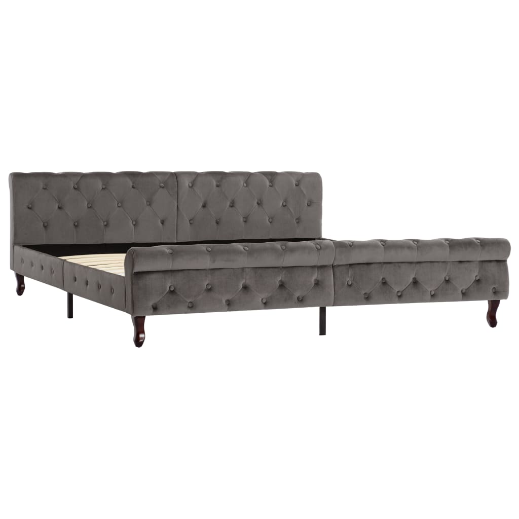 Bedframe fluweel grijs 200x200 cm – afbeelding 2