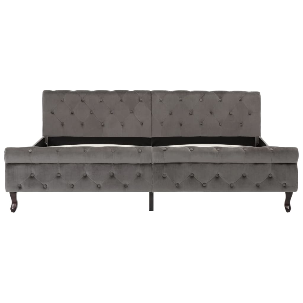 Bedframe fluweel grijs 200x200 cm – afbeelding 3