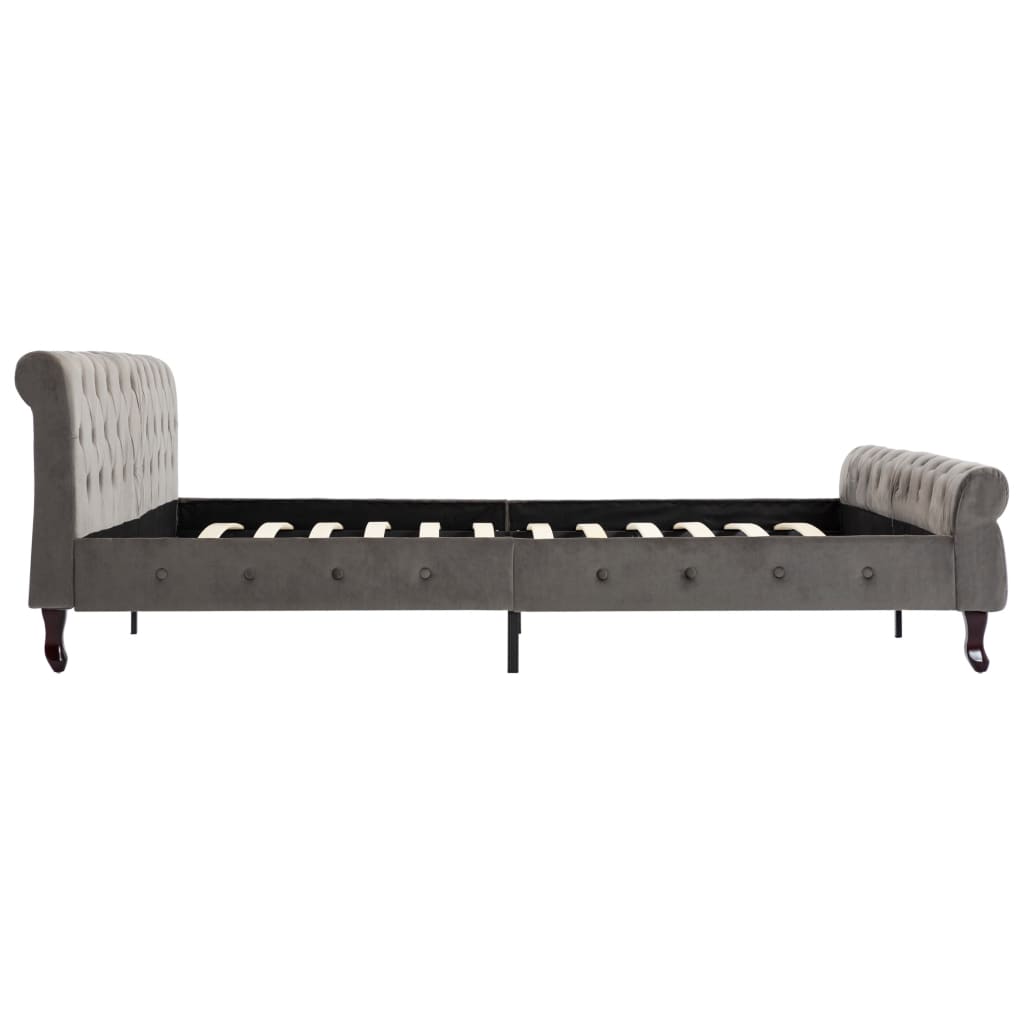 Bedframe fluweel grijs 200x200 cm – afbeelding 4