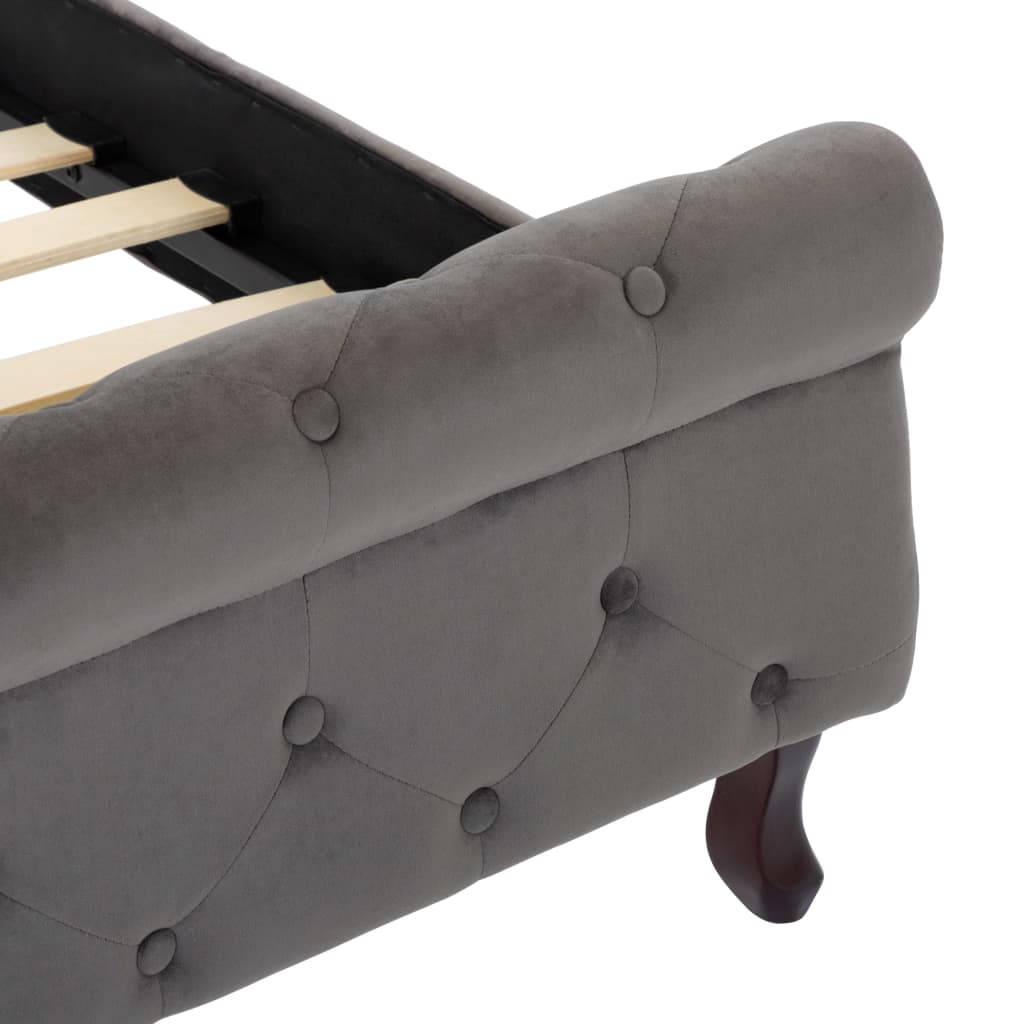Bedframe fluweel grijs 200x200 cm – afbeelding 6