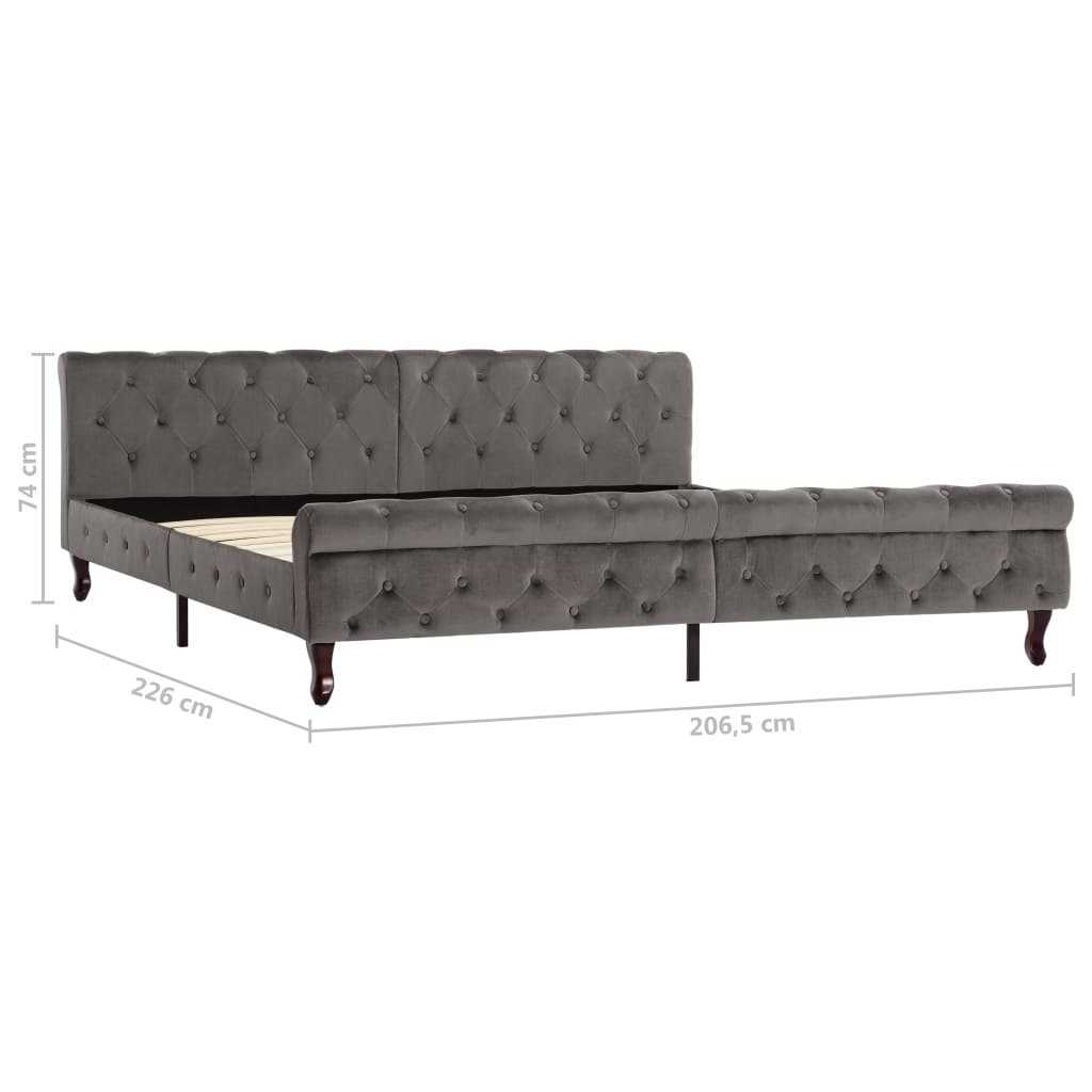 Bedframe fluweel grijs 200x200 cm – afbeelding 7