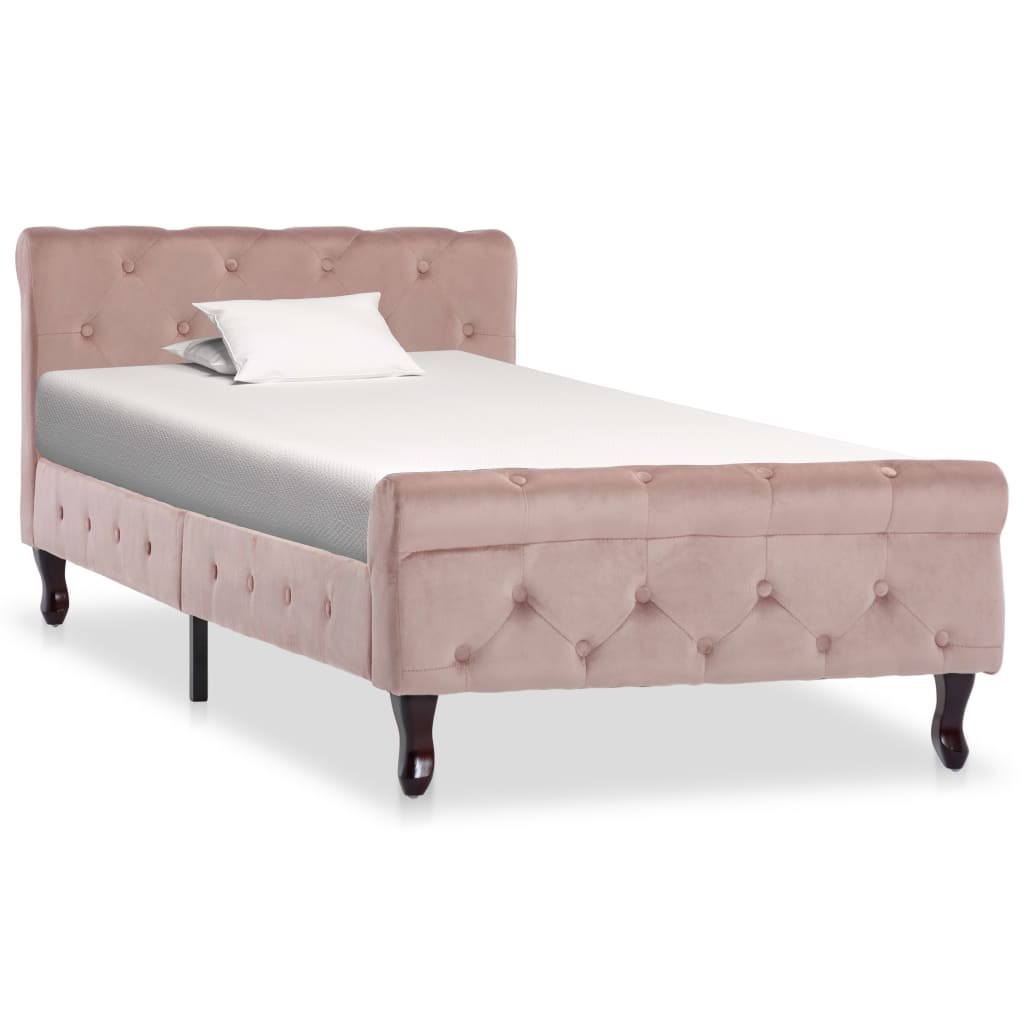 Bedframe fluweel roze 90x200 cm – afbeelding 1
