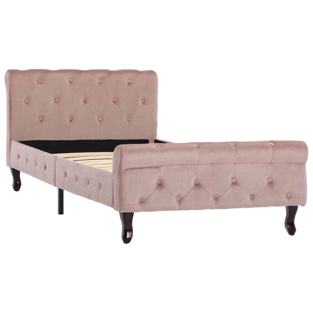 Bedframe fluweel roze 90x200 cm – afbeelding 2