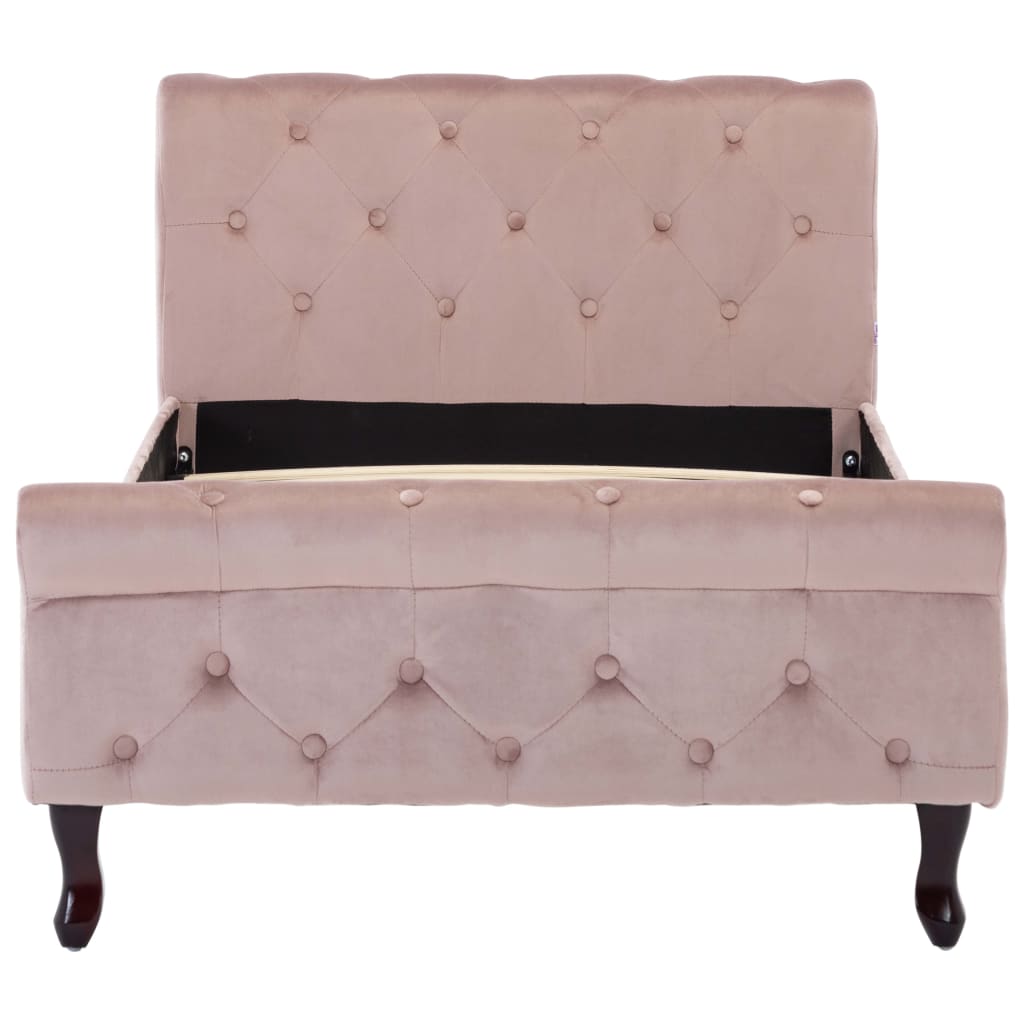Bedframe fluweel roze 90x200 cm – afbeelding 3