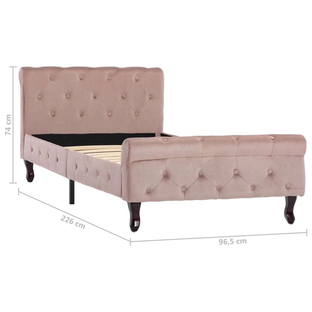 Bedframe fluweel roze 90x200 cm – afbeelding 7
