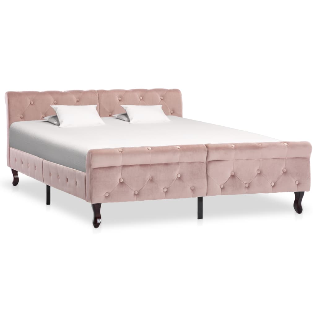Bedframe fluweel roze 140x200 cm – afbeelding 1