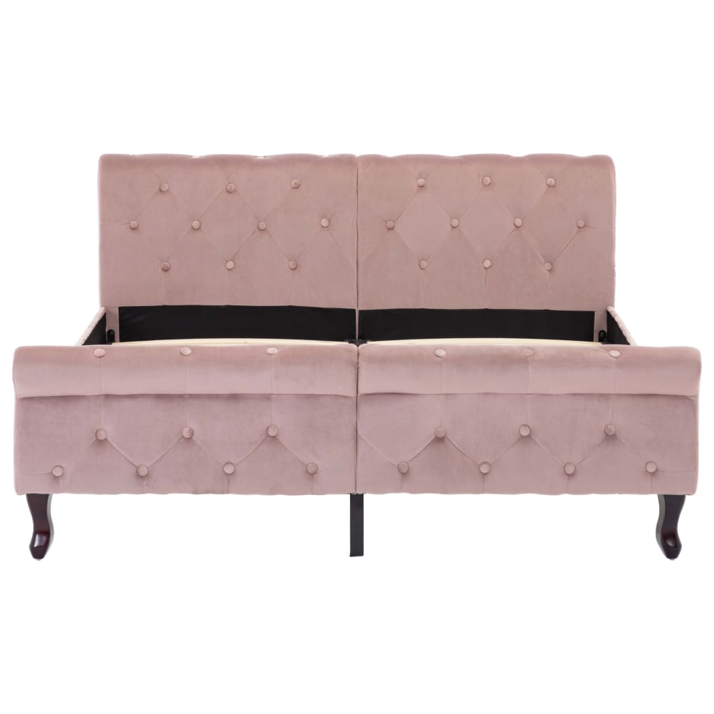 Bedframe fluweel roze 140x200 cm – afbeelding 3