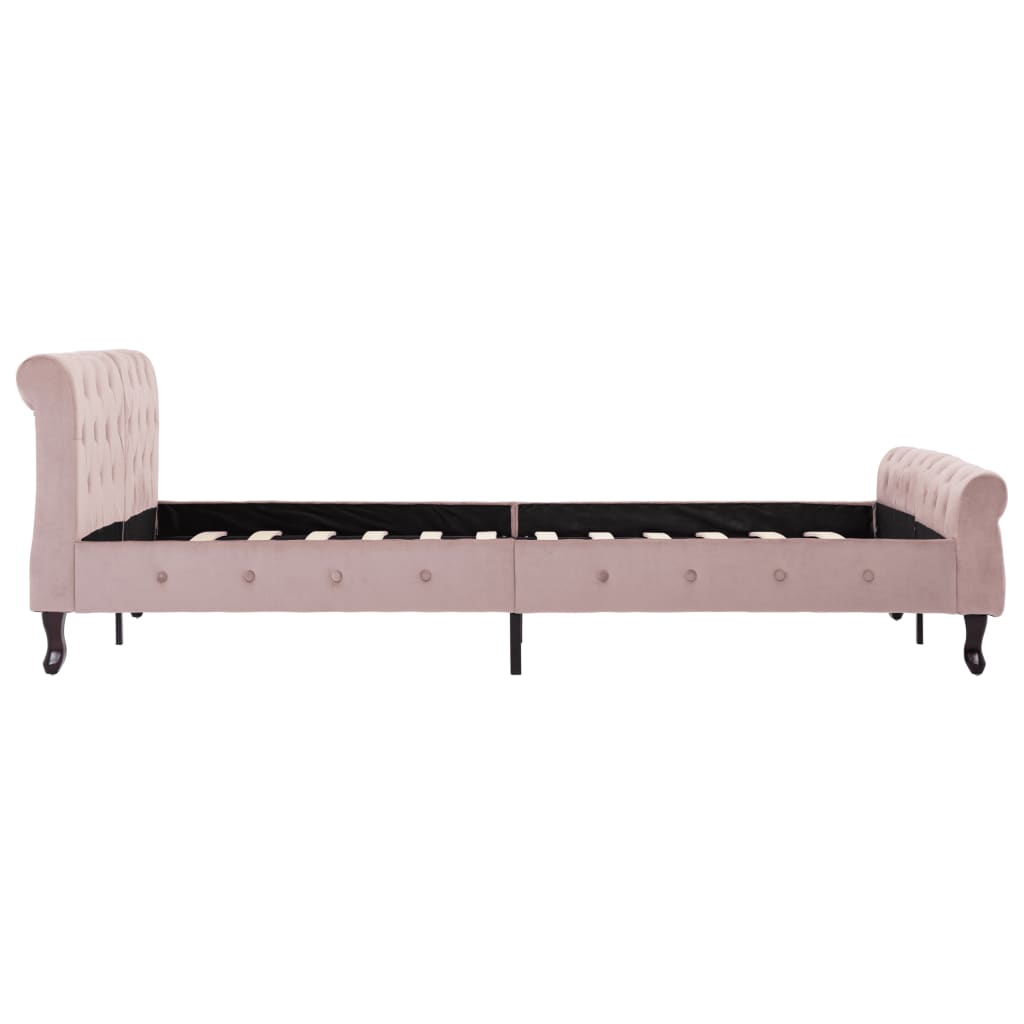 Bedframe fluweel roze 140x200 cm – afbeelding 4